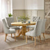 Padstow Oak Effect Wooden Extending Dining Table & 6 Belgravia Chairs