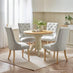 Padstow Cream Wooden Extending Dining Table & 4 Beige Belgravia Chairs