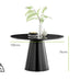Palma Black Semi Gloss Round Dining Table & 4 Mustard Willow Chairs