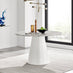 Palma White Marble Effect Round Dining Table & 4 Grey Calla Silver Leg Chairs