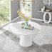 Palma White High Gloss Round Dining Table & 4 Grey Calla Silver Leg Chairs