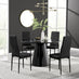 Palma Black Semi Gloss Round Dining Table & 4 Black Milan Black Leg Chairs