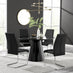 Palma Black Semi Gloss Round Dining Table & 4 Black Lorenzo Chairs