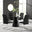 Palma Black Semi Gloss Round Dining Table & 4 Black Lorenzo Chairs