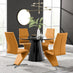 Palma Black Semi Gloss Round Dining Table & 4 Mustard Willow Chairs