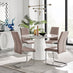 Palma White Marble Effect Round Dining Table & 4 Cappuccino Lorenzo Chairs