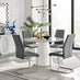 Palma White Marble Effect Round Dining Table & 4 Grey Lorenzo Chairs