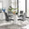 Palma White Marble Effect Round Dining Table & 4 Grey Lorenzo Chairs