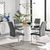 Palma White Marble Effect Round Dining Table & 4 Grey Lorenzo Chairs
