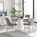 Palma White Marble Effect Round Dining Table & 4 Grey Pesaro Silver Chairs