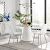 Palma White Marble Effect Round Dining Table & 4 White Corona Silver Chairs