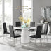 Palma White High Gloss Round Dining Table & 6 Black Milan Chrome Leg Chairs