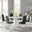 Palma White High Gloss Round Dining Table & 6 Black Milan Chrome Leg Chairs