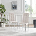 2x Paloma Cream Fabric Dining Chairs Silver Legs