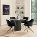 Penrose Black Round Dining Table & 4 Black Calla Faux Leather Swivel Chairs