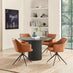 Penrose Black Round Dining Table & 4 Tan Calla Faux Leather Swivel Chairs