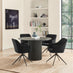 Penrose Black Round Dining Table & 4 Black Calla Velvet Swivel Chairs