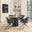 Penrose Black Round Dining Table & 4 Grey Calla Velvet Swivel Chairs