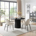 Penrose Black Round Dining Table & 4 Cream Beaumont Chairs