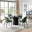 Penrose Black Round Dining Table & 4 Green Beaumont Chairs