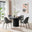 Penrose Black Round Dining Table & 4 Grey Beaumont Chairs