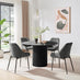 Penrose Black Round Dining Table & 4 Grey Beaumont Chairs