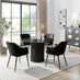 Penrose Black Round Dining Table & 4 Black Calla Faux Leather Chairs
