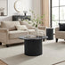Penrose Round Black Wood Pedestal Coffee Table