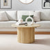 Penrose Oak Effect Round Wood Coffee Table and Side Table Set