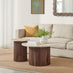Penrose Round Walnut & Cream Marble Effect Coffee Table