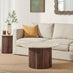 Penrose Round Walnut & Cream Marble Effect Coffee Table
