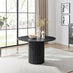 Penrose Black Round Dining Table & 4 Grey Beaumont Chairs