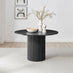 Penrose Black Round Dining Table & 4 Grey Beaumont Chairs