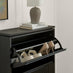 Penrose 3 Door Black Wood Shoe Storage Cabinet