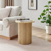 Penrose Round Oak Effect Pedestal Side Table