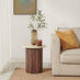 Penrose Round Walnut & Cream Marble Effect Side Table