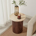 Penrose Round Walnut & Cream Marble Effect Side Table