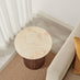 Penrose Round Walnut & Cream Marble Effect Side Table