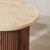 Penrose Round Walnut & Cream Marble Effect Side Table