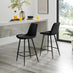 2x Pesaro Black Velvet Counter Stools Black Legs