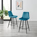 2x Pesaro Blue Velvet Counter Stools Black Legs