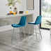2x Pesaro Blue Velvet Counter Stools Silver Legs