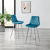 2x Pesaro Blue Velvet Counter Stools Silver Legs