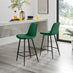 2x Pesaro Green Velvet Counter Stools Black Legs