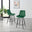 2x Pesaro Green Velvet Counter Stools Black Legs