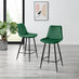 2x Pesaro Green Velvet Counter Stools Black Legs
