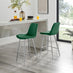 2x Pesaro Green Velvet Counter Stools Silver Legs
