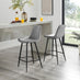 2x Pesaro Grey Velvet Counter Stools Black Legs