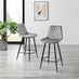 2x Pesaro Grey Velvet Counter Stools Black Legs