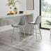 2x Pesaro Grey Velvet Counter Stools Silver Legs